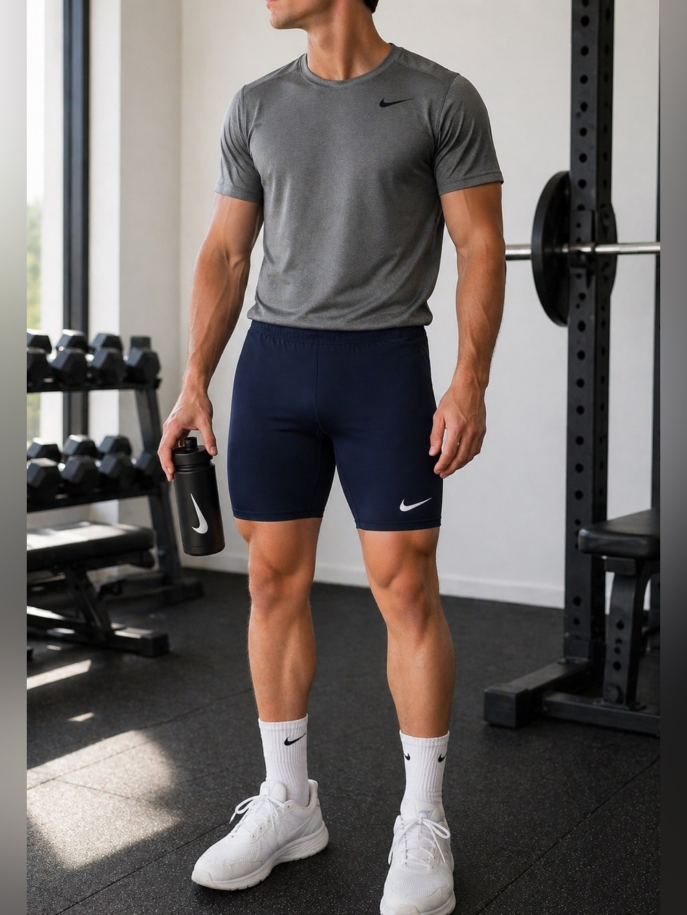 Nike Pro Dri-FIT Compression Shorts XL Navy Blue 9” Gym Training Activewear